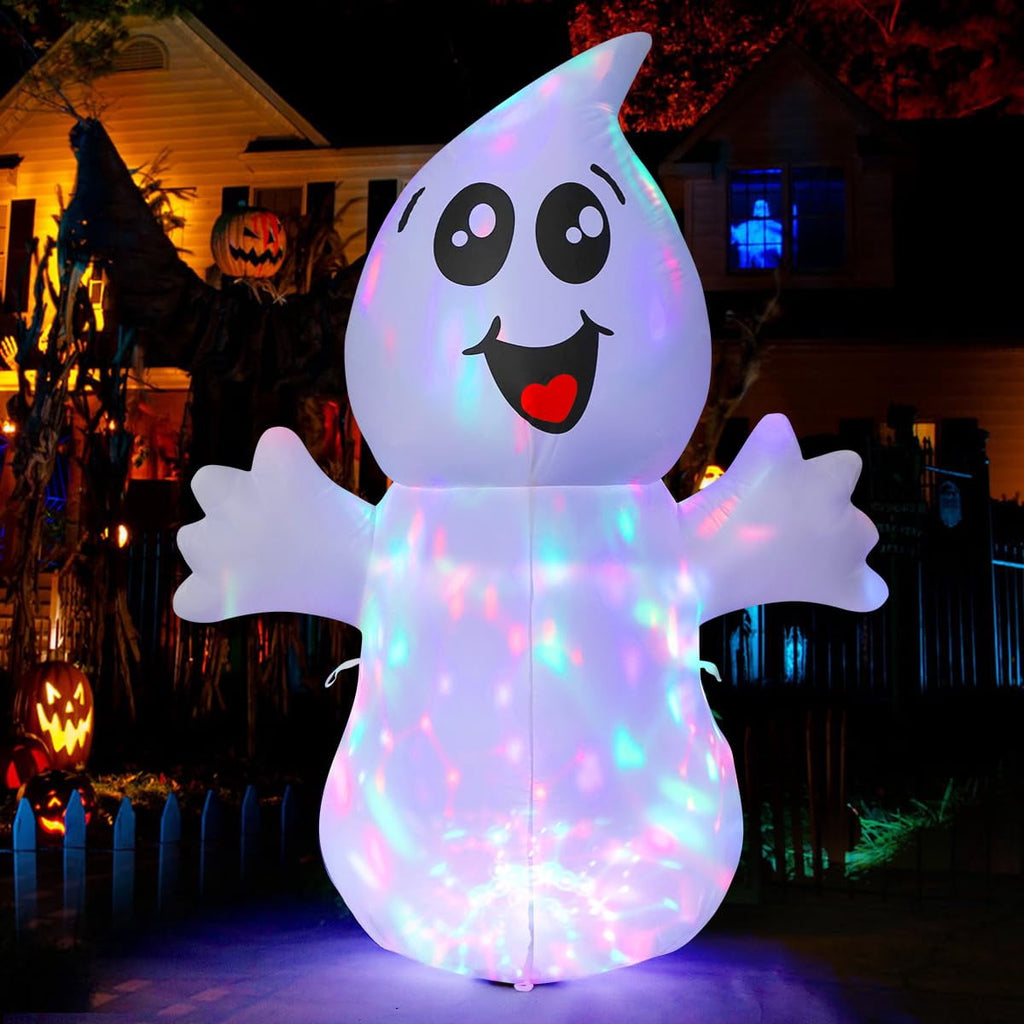 Witchwood™ Halloween Inflatables 5 FT Halloween Ghost Inflatable with Built-in LEDs, Cute Halloween Inflatable Ghost Blow up Ghost Inflatable, Outdoor Halloween Decorations for Halloween Holiday Party