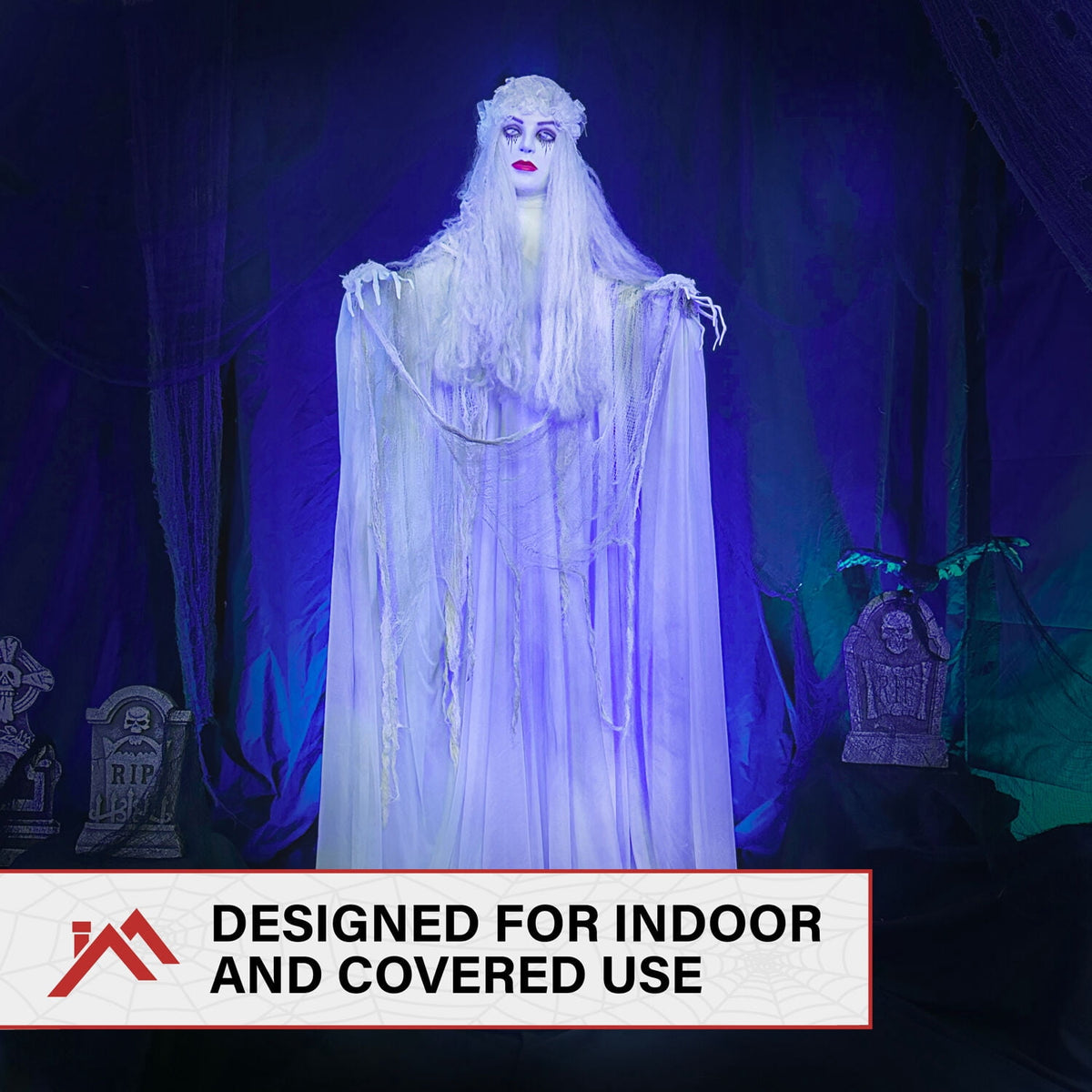 Witchwood™ 6.5 Ft Life-Size Animatronic Bride Indoor/Outdoor Halloween Decoration, Multicolor, HHLADY-2FLSA