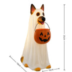 Witchwood™ Clearance! Halloween Ghost Dog Statue with Pumpkin Candy Bowl, 14" LED Ghost German Shepherd Blow-Molded Figurine Outdoor, Halloween Candy Holder Decoration Gift for Porch Yard Patio Indoor