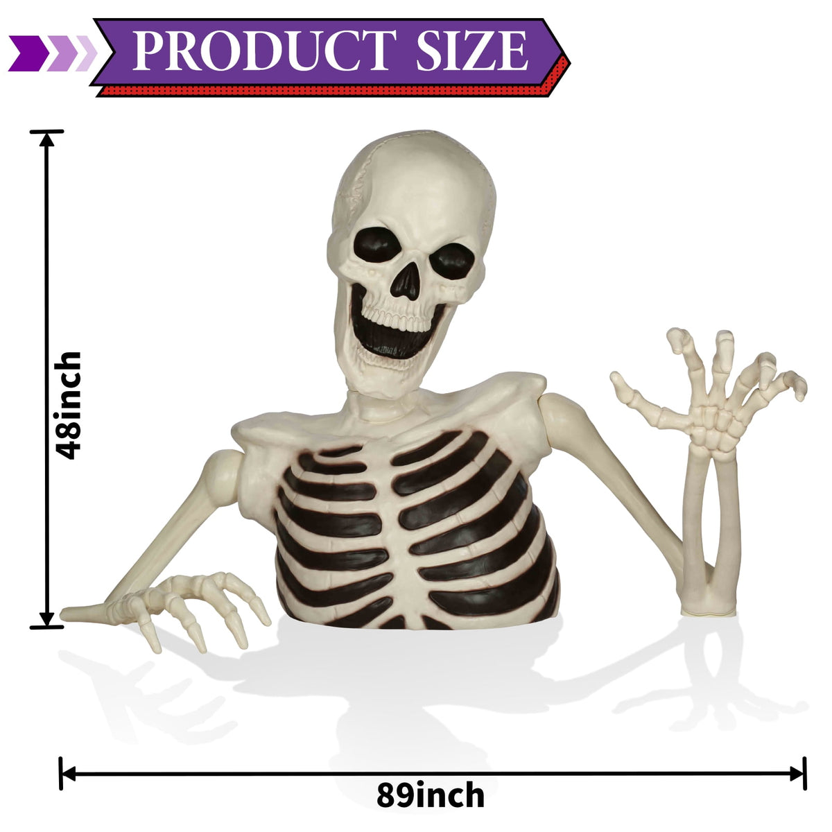 Witchwood™ 48" Halloween Giant Groundbreaker Skeleton, Halloween Decoration for Outdoor Yard and Porch