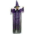 Witchwood™ 6ft Halloween Witch Decoration,Outdoor Scary Halloween Animatronic Hanging Witch with Light Up Eyes and Sound Decoration for Halloween Outdoor