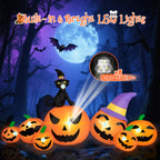Witchwood™ B&D 8FT Long Halloween Inflatables Pumpkin, Blow Up Pumpkins Inflatables with Witch Hat & Black Cat Built-in LED Lights for Halloween Party Yard Garden Lawn Decor