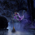 Witchwood™ EWSFHUI Flying Witch Halloween Decor on Broom,5.9Ft Large Flying Hover Witch Sound & Touch Activated Sensor Suitable for Yard Halloween Outdoor Decoration