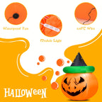 Witchwood™ Patiojoy Halloween Decoration 4 Ft Blow-up Inflatable Pumpkin With Witch Hat LED Bulbs Yard