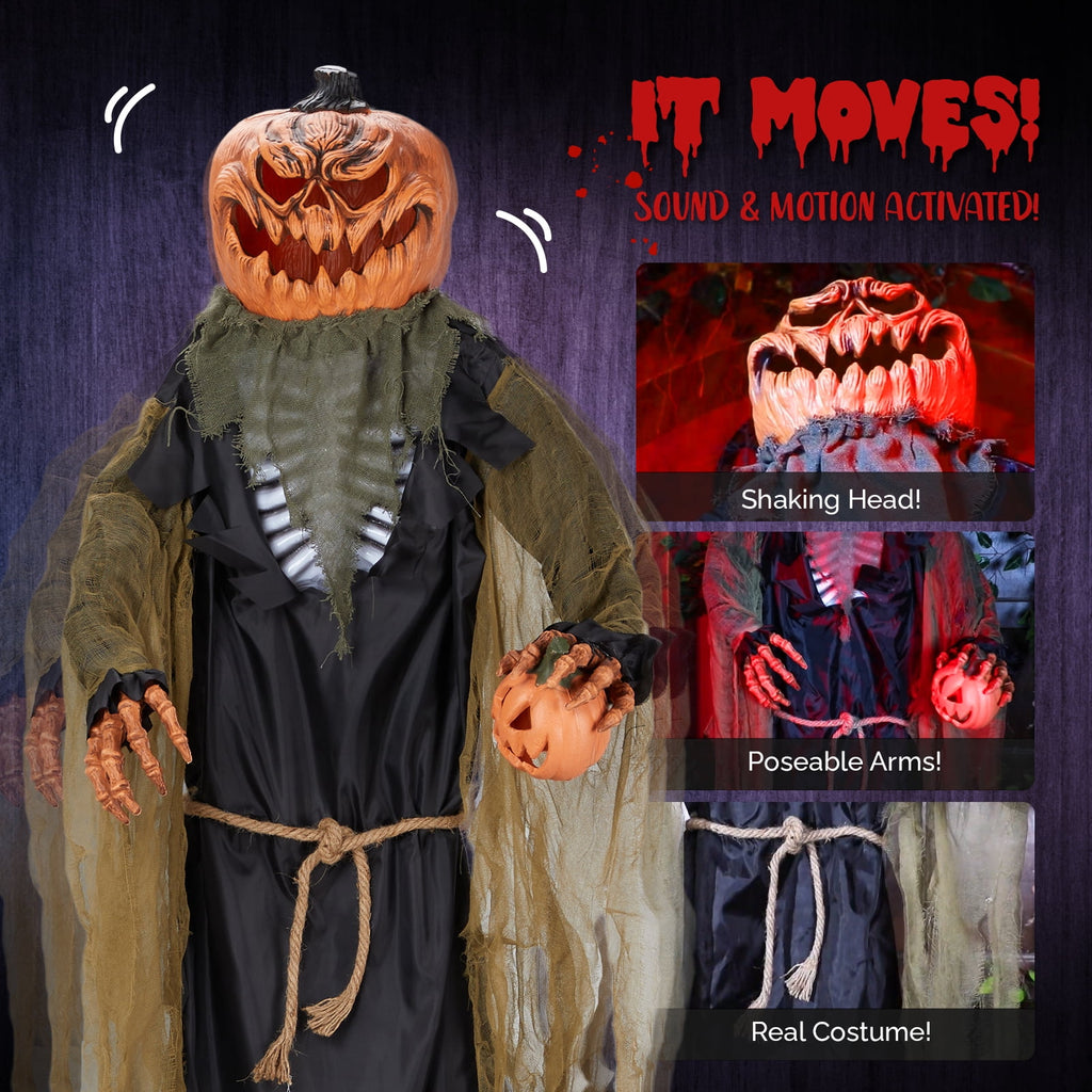 Witchwood™ 7FT Halloween Animatronic Standing Pumpkin Man The Sound Activated Halloween Prop