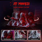 Witchwood™ 2.8ft Halloween Scary Yard Decorations, Twin Girls Halloween Standing Decoration, Animated Haunted House Halloween Party Prop Decoration, with Creepy Sounds, for Front Porch, Patio, Yard, Lawn, Garden