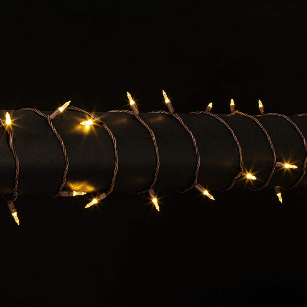 Witchwood™ Vickerman 50 Warm White Italian LED Single Mold light on Brown Wire, 25' Christmas Light Strand
