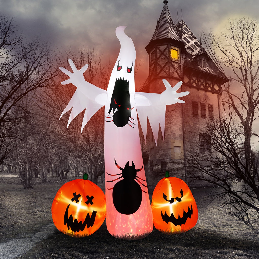 Witchwood™ 12 FT Halloween Inflatables Ghost Pumpkin Outdoor Halloween Decoration