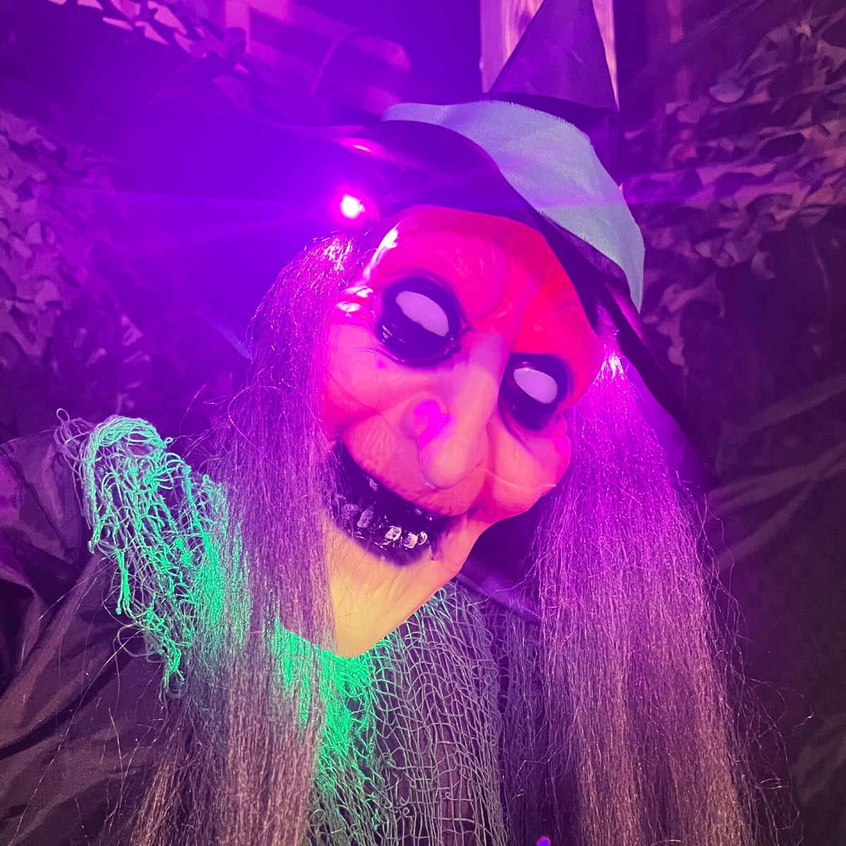 Witchwood™ 6 ft Touch-Activated Mounted Flying Witch Halloween Animatronic, HHWITCH-52FLS