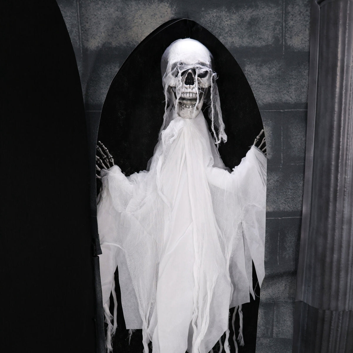 Witchwood™ 6.7 ft. Motion-Triggered Mausoleum Halloween Animatronic by Tekky, HHMAUSOLEUM-1FLSA