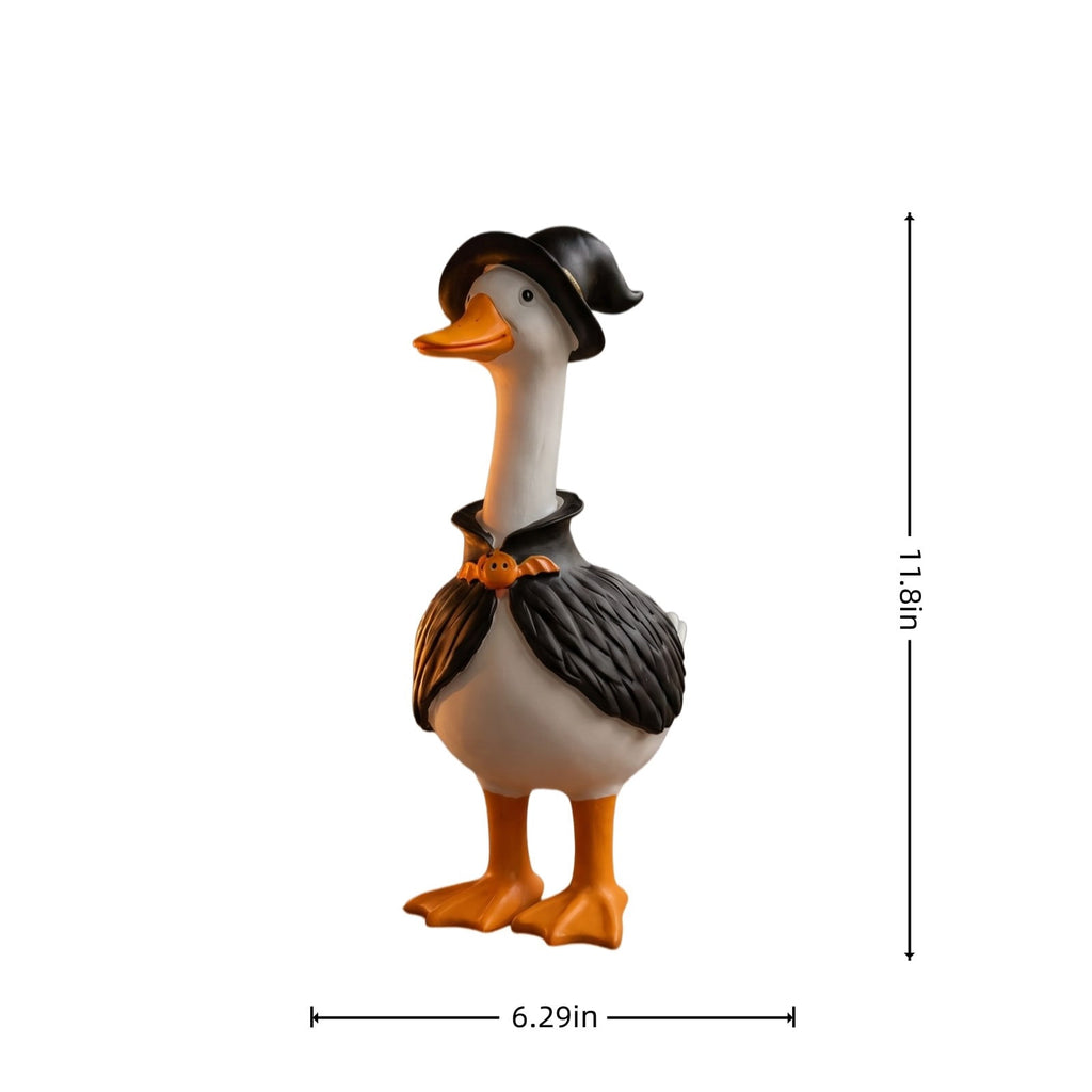 Witchwood™ Clearance! Witch Goose Figurine with Hat and Cape, Halloween Porch Goose Statue 11.8", Resin Lawn Goose Decor for Yard, Halloween Gift Ideal