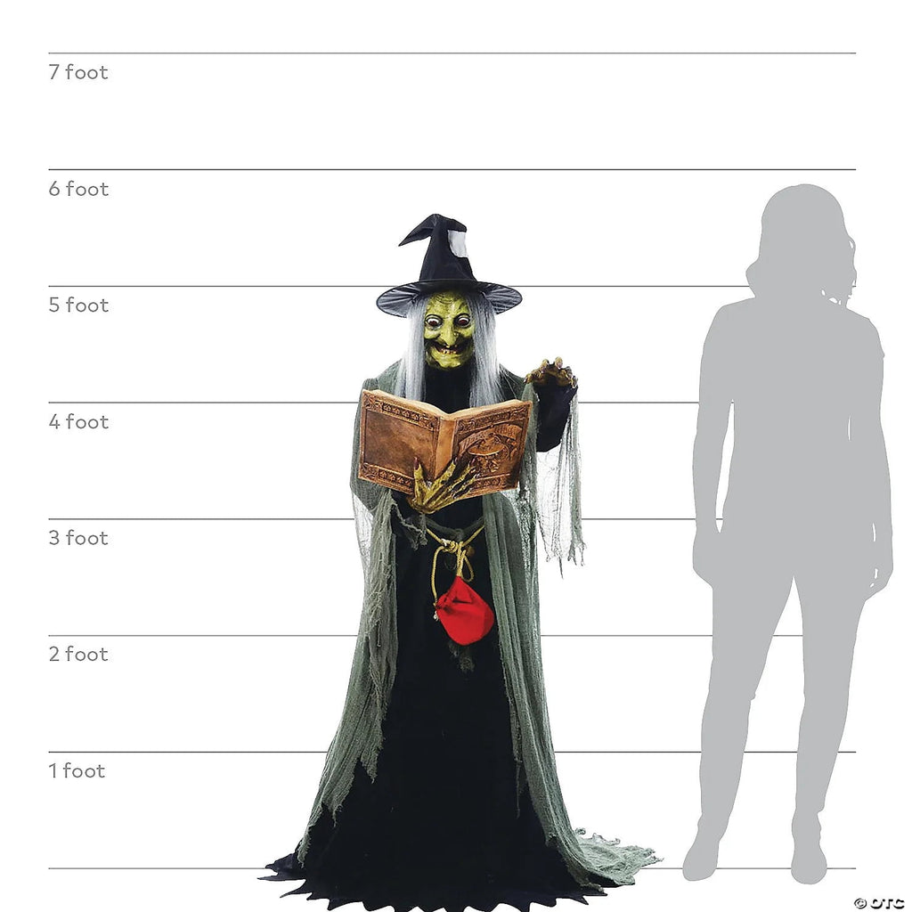 Witchwood™ 5' Animated Spell Casting Witch with Lights & Sound Halloween Decoration