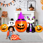 Witchwood™ 8ft Halloween Inflatable Pumpkins Outdoor Decor with Black Cat and Spectre,Built-in LED Lights,for Halloween Party,Yard,Garden,Lawn