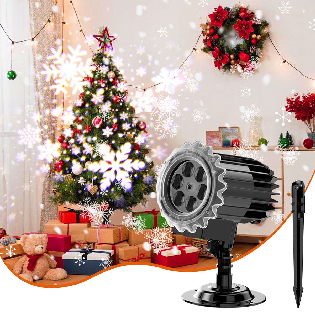 Witchwood™ Outdoor high brightness snowflake projection light, holiday decoration ambient light, Christmas Halloween laser light, light show, waterproof function, indoor home, Christmas, wedding Mother's Day