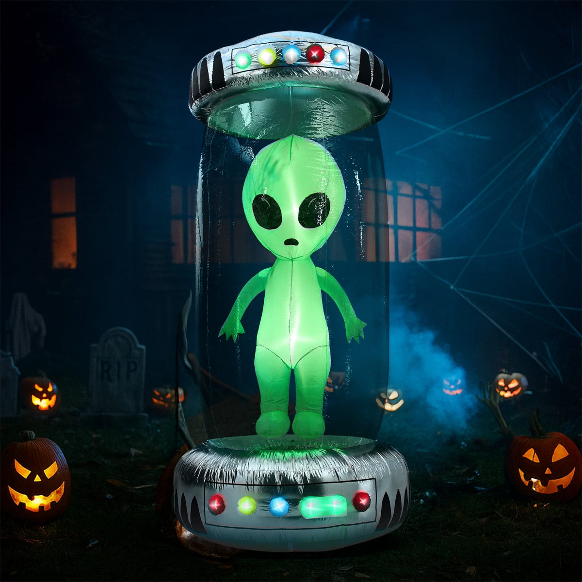 Witchwood™ 8 FT Halloween Inflatables UFO Alien Decoration Outdoor Halloween Decoration