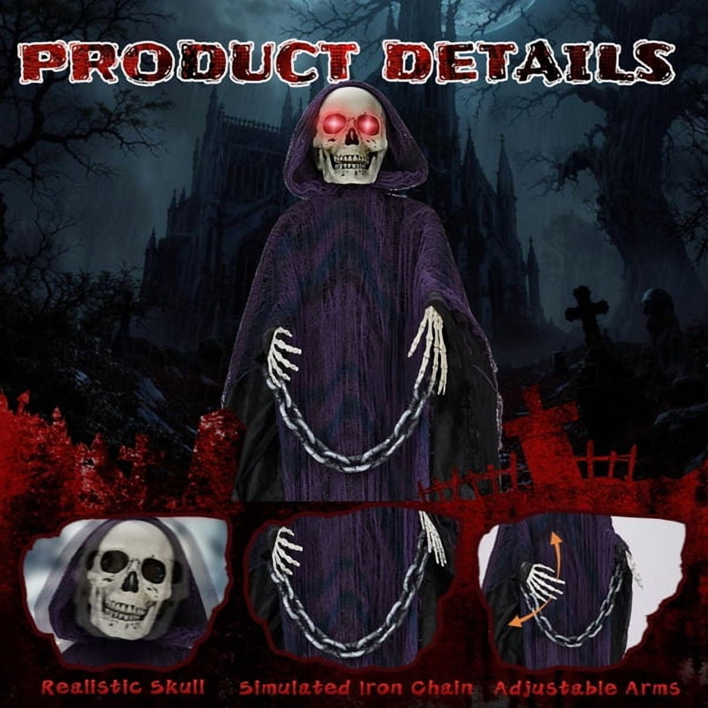 Witchwood™ 6ft Life-Size Halloween Animatronic Grim Reaper - Sound-Activated, 1-Minute Assembly for Yard/Haunted House/Party