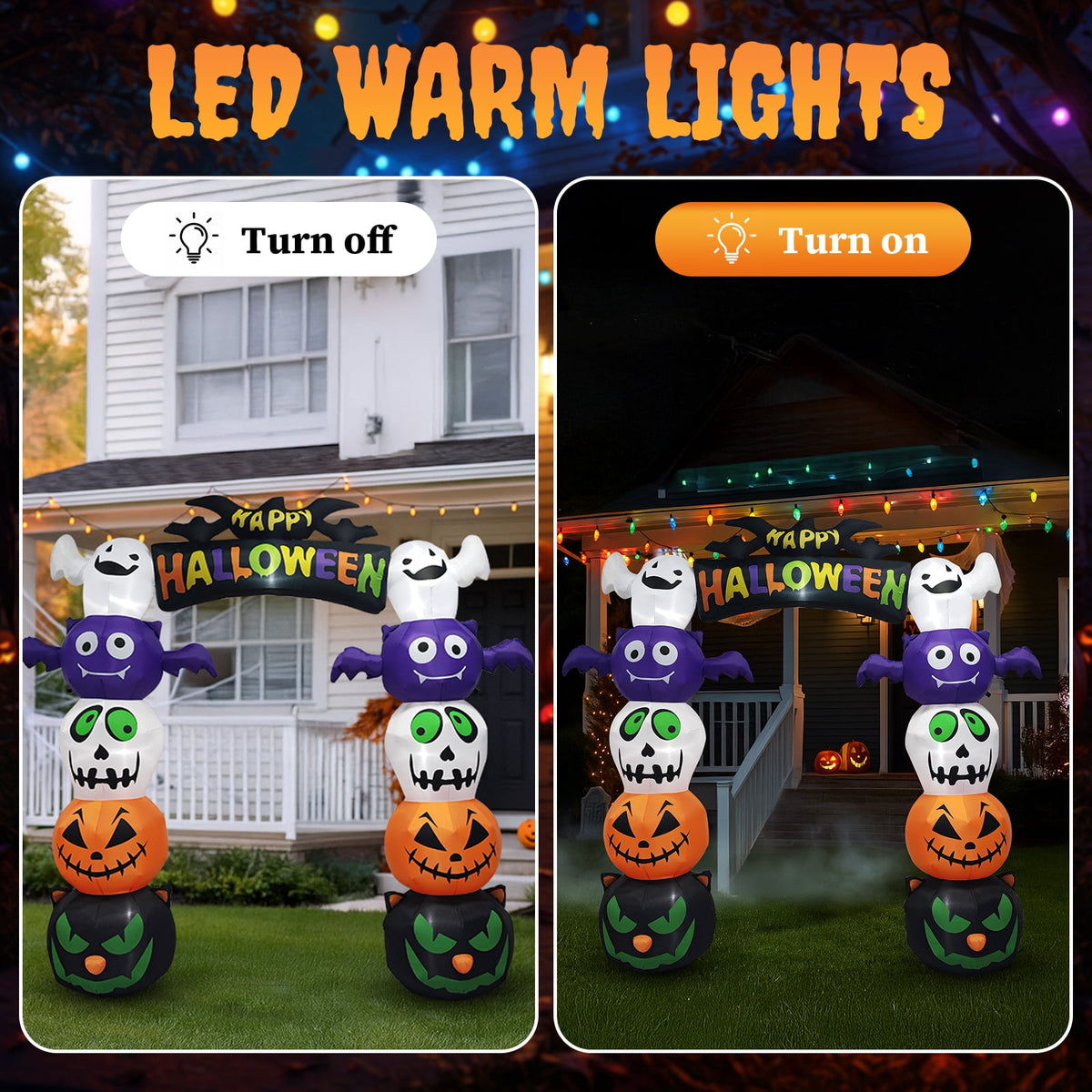 Witchwood™ 8.2' Halloween Inflatables Pumpkin Ghost Archway, Blow up Hallowee Decorations with Built-in LED Lights for Holiday