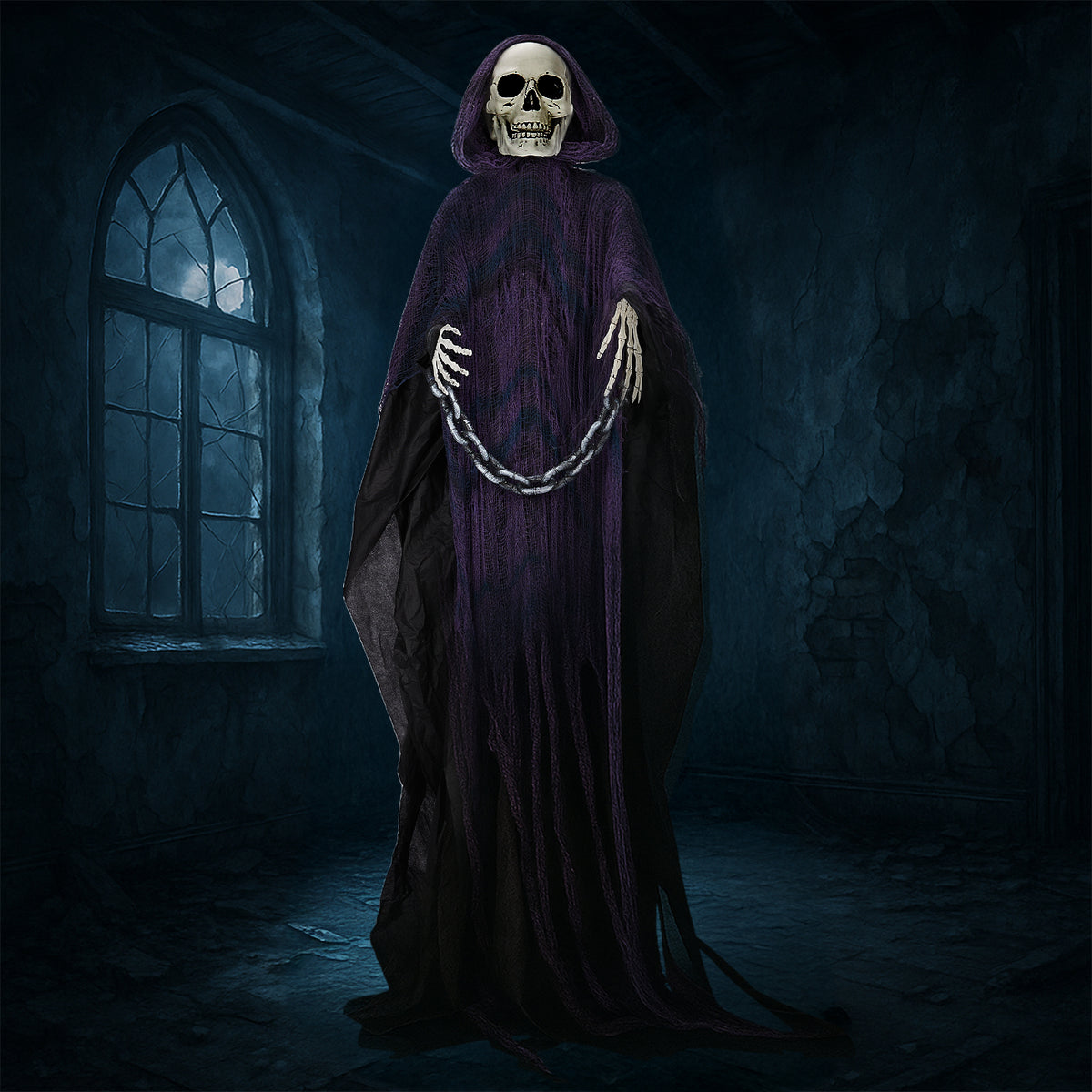 Witchwood™ 6' Halloween Decorations Animatronics Grim Reaper, Sound-Actived Party Deco for Garden Yard Lawn