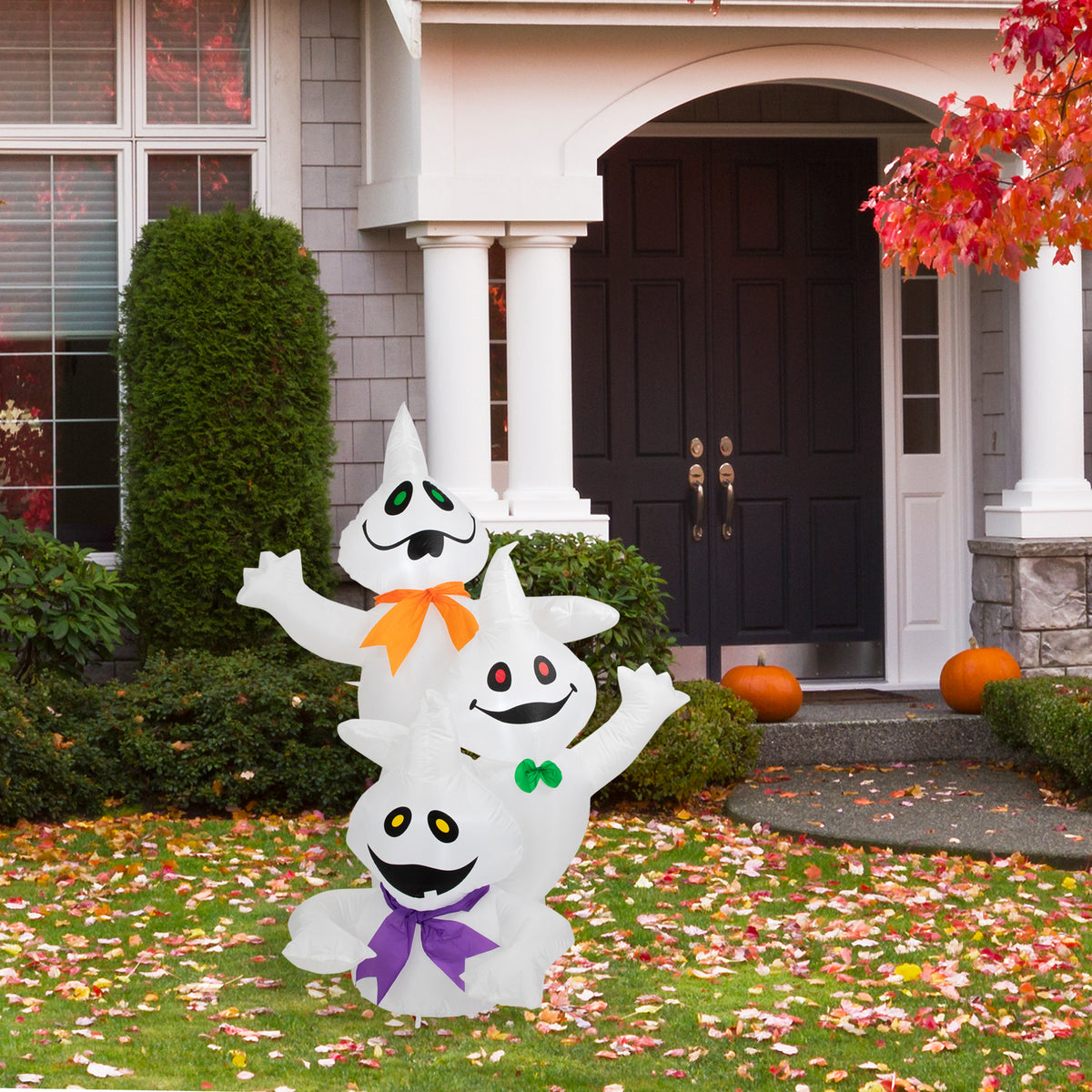 Witchwood™ LED Lighted Ghost Trio Inflatable Outdoor Halloween Decoration - 3.5'- Warm White Lights