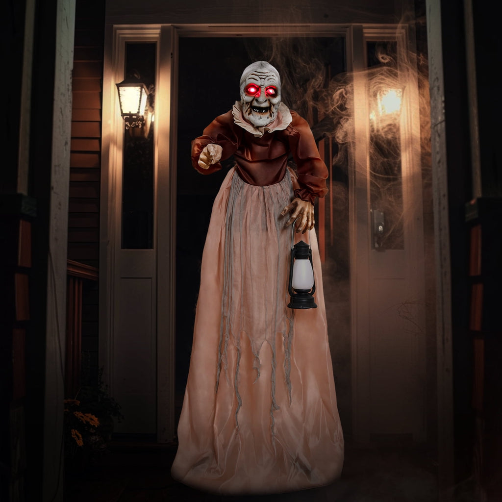 Witchwood™ 5FT Halloween Animatronics Life Size Witch Scary Prop, Motion Activated Outdoor Decoration for Haunted House Party Lawn Patio Yard Decor
