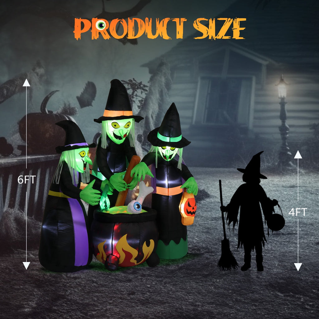 Witchwood™ 6' Halloween Inflatables Outdoor Halloween Witches Decoration Blow up Witches