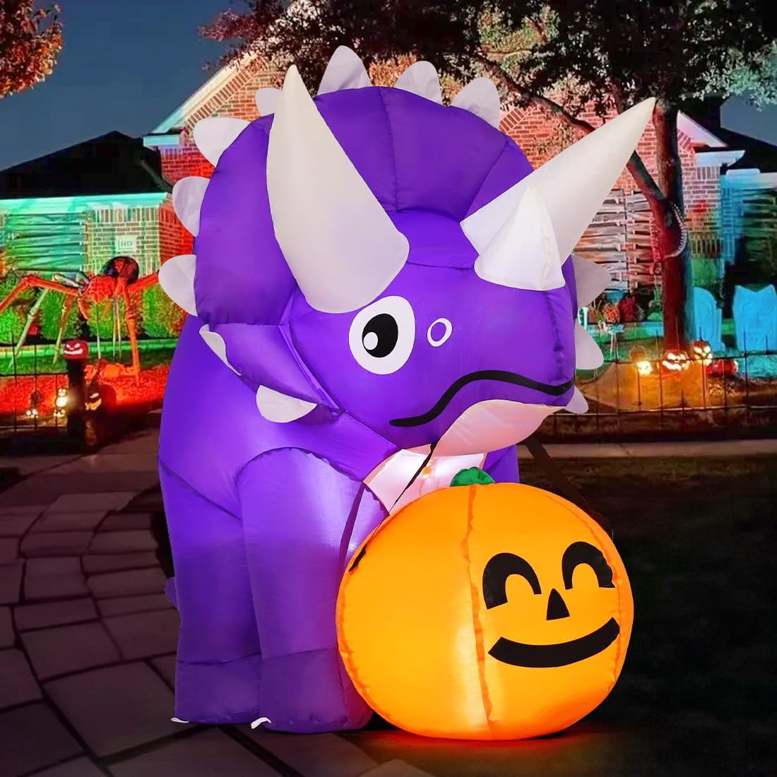 Witchwood™ Halloween Inflatable 5 FT Halloween Dinosaur Inflatable, Inflatable Halloween Dinosaur Halloween Dinosaur Decorations with LED Lights, Halloween Decorations Inflatables Clearance for Holiday