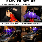 Witchwood™ Zone Tech 6 FT Inflatable Bat Car Trunk Decor with Built-in LEDs, Blow Up Decoration for Halloween (1-Pack)