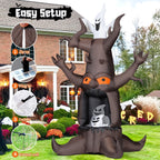 Witchwood™ Halloween Inflatables 9 FT Animated Halloween Tree Inflatables with Built-in LED lights, Scary Spooky Tree Inflatable with White Ghost, Outdoor Halloween Decorations for Halloween Holiday Party