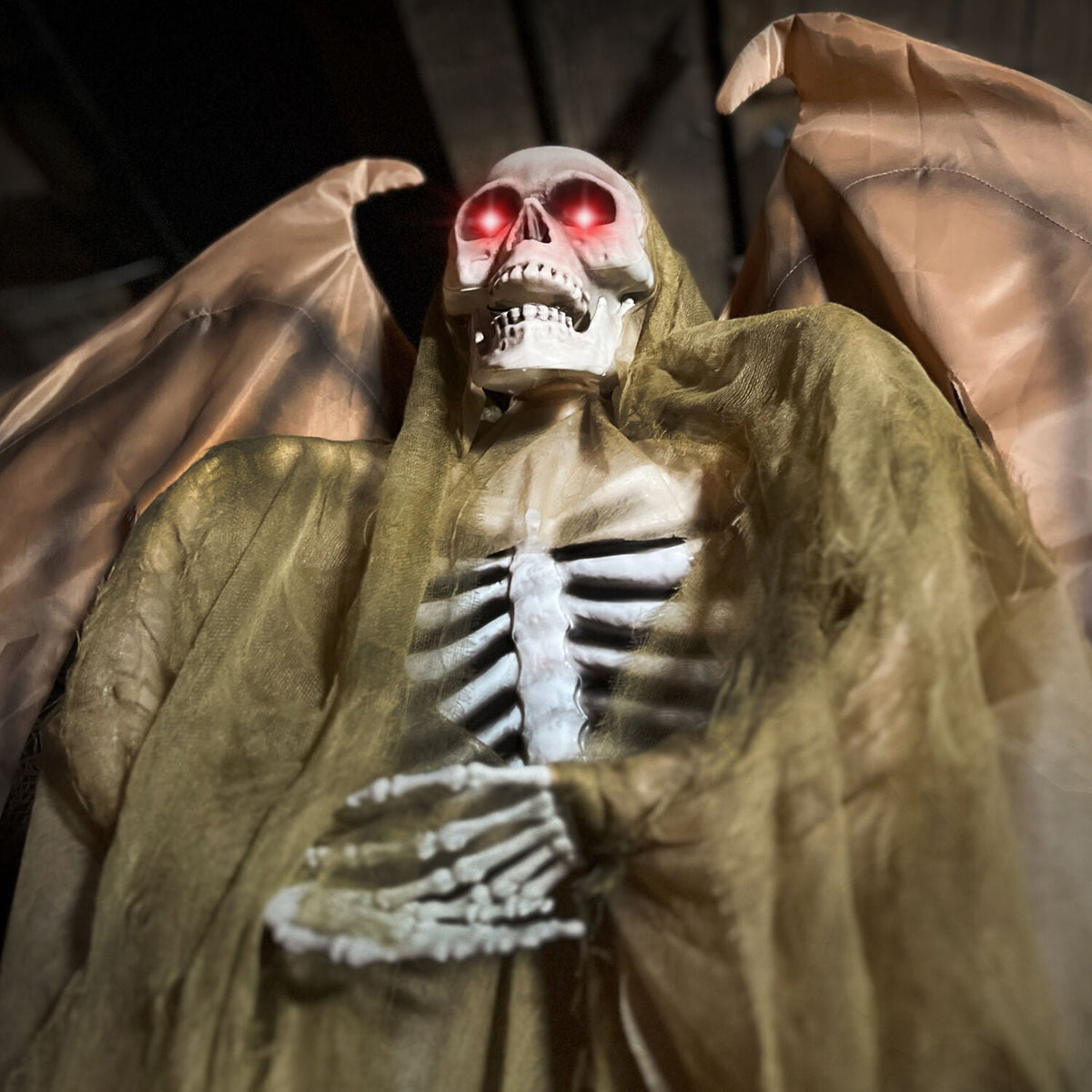 Witchwood™ 5.5 ft Life-size Animatronic Reaper with Wings, Halloween Decoration, HHWINGSKEL-4FLSA