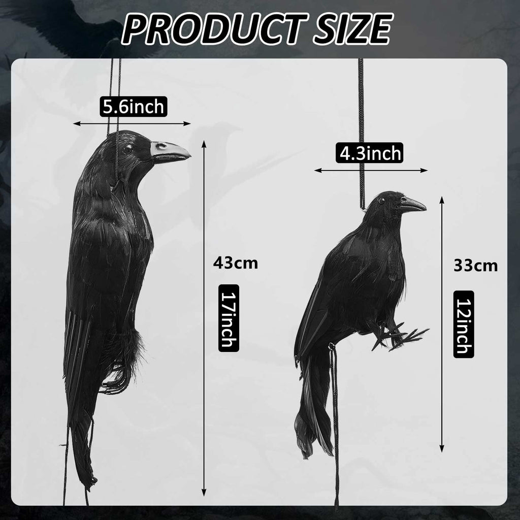 Witchwood™ Halloween Realistic Hanging Dead Crows Decoy Fake Crows for Halloween Garden Tree Porch Terrify Decorations