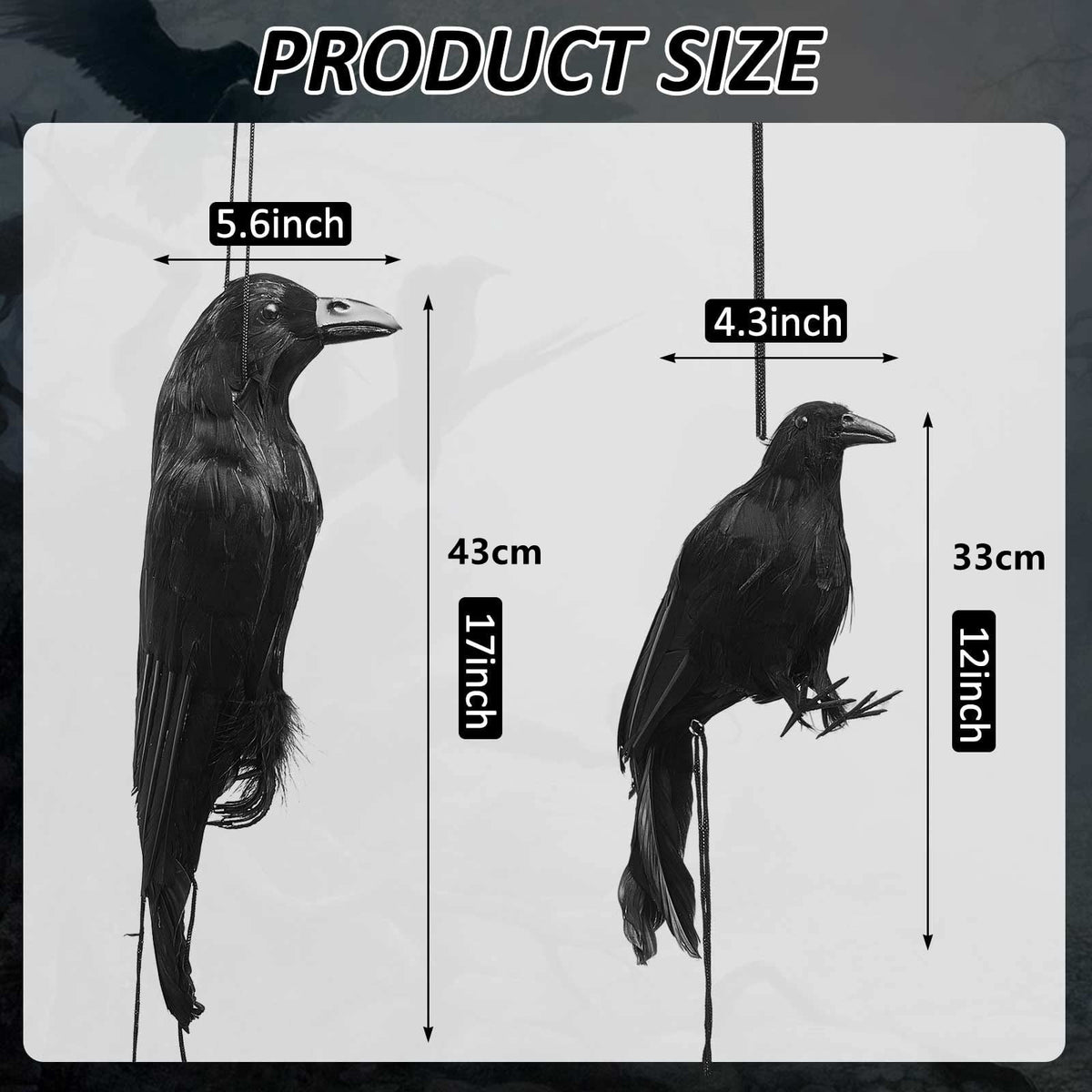 Witchwood™ Halloween Realistic Hanging Dead Crows Decoy Fake Crows for Halloween Garden Tree Porch Terrify Decorations