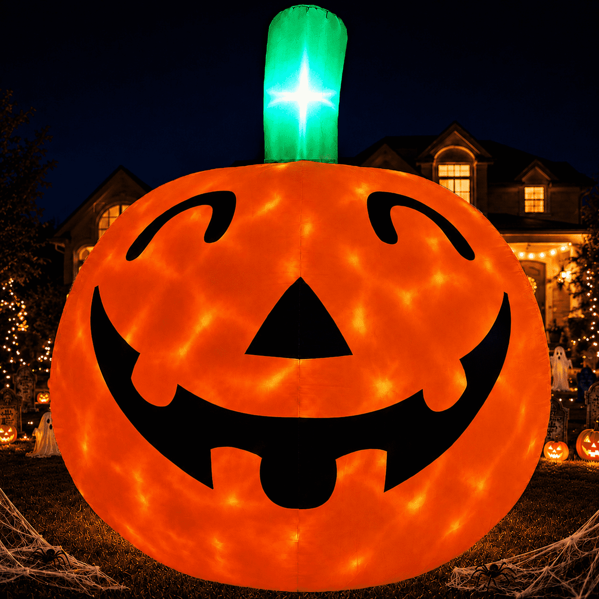 Witchwood™ 10ft Halloween Inflatable Pumpkin Decoration with Built-in LED Lights, Outdoor Yard Blow up for Halloween Party, Yard, Garden, Lawn