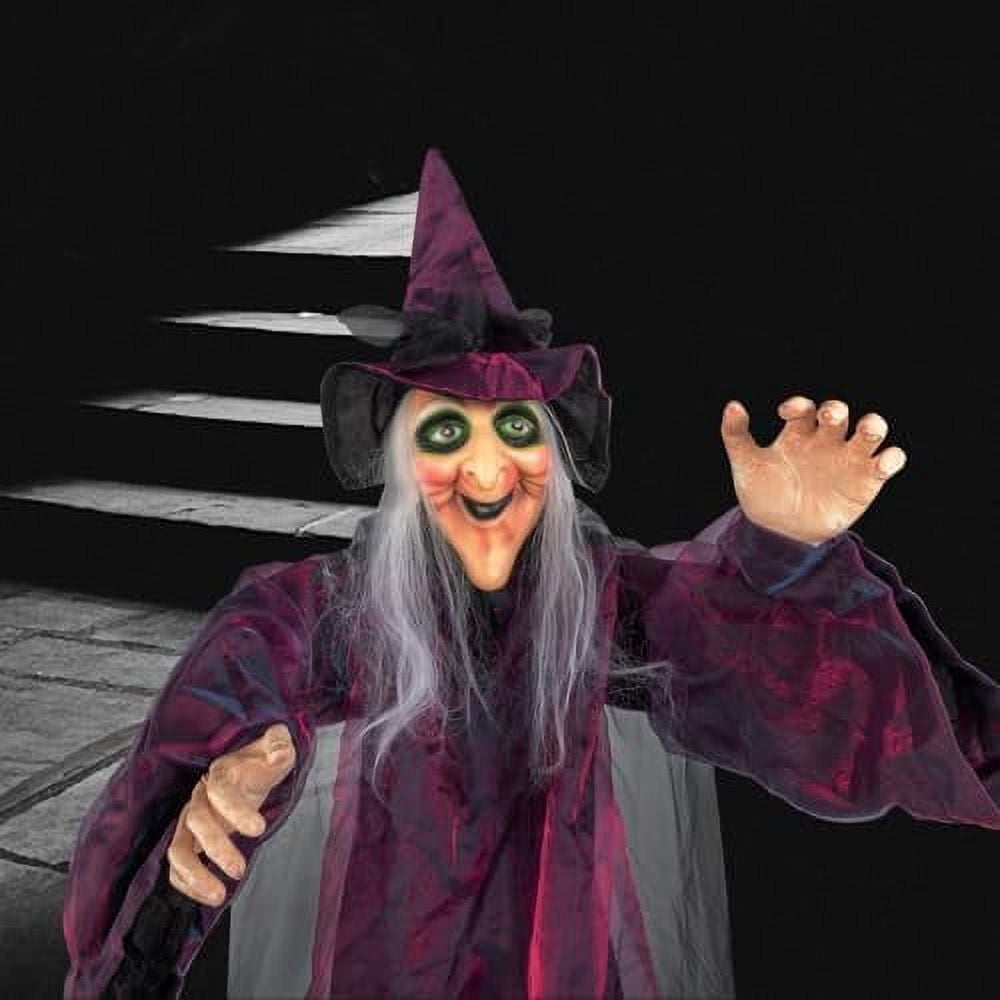 Witchwood™ VINGLI Life Size Animated Talking Witch Halloween Decorations Outside Animatronics Hanging Witch Decor with Spooky Voice Red Lighted Eyes for Outdoor Indoor Party Haunted House Garden 5.9FT