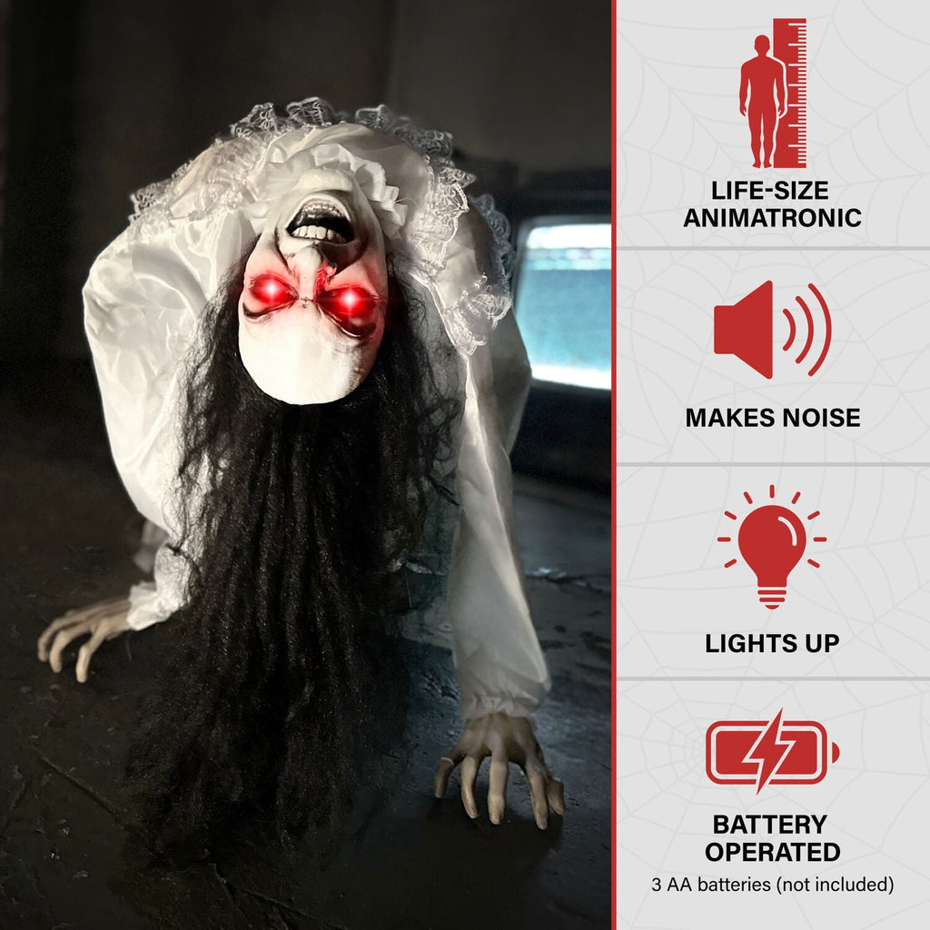 Witchwood™ Lifesize 35" Animatronic Possessed Woman with Lights and Sound, Halloween Decoration,HHLADY-11FLSA