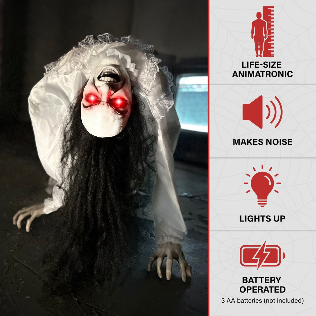 Witchwood™ Lifesize 35" Animatronic Possessed Woman with Lights and Sound, Halloween Decoration,HHLADY-11FLSA