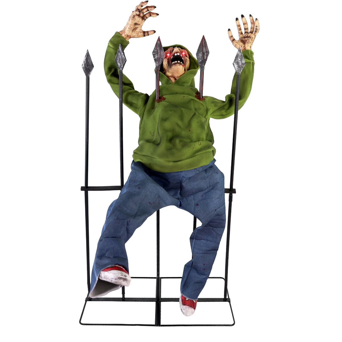 Witchwood™ 4.4 ft Voice-Sensor Impaled Zombie Halloween Animatronic, HHIMPZOMB-1FLSA