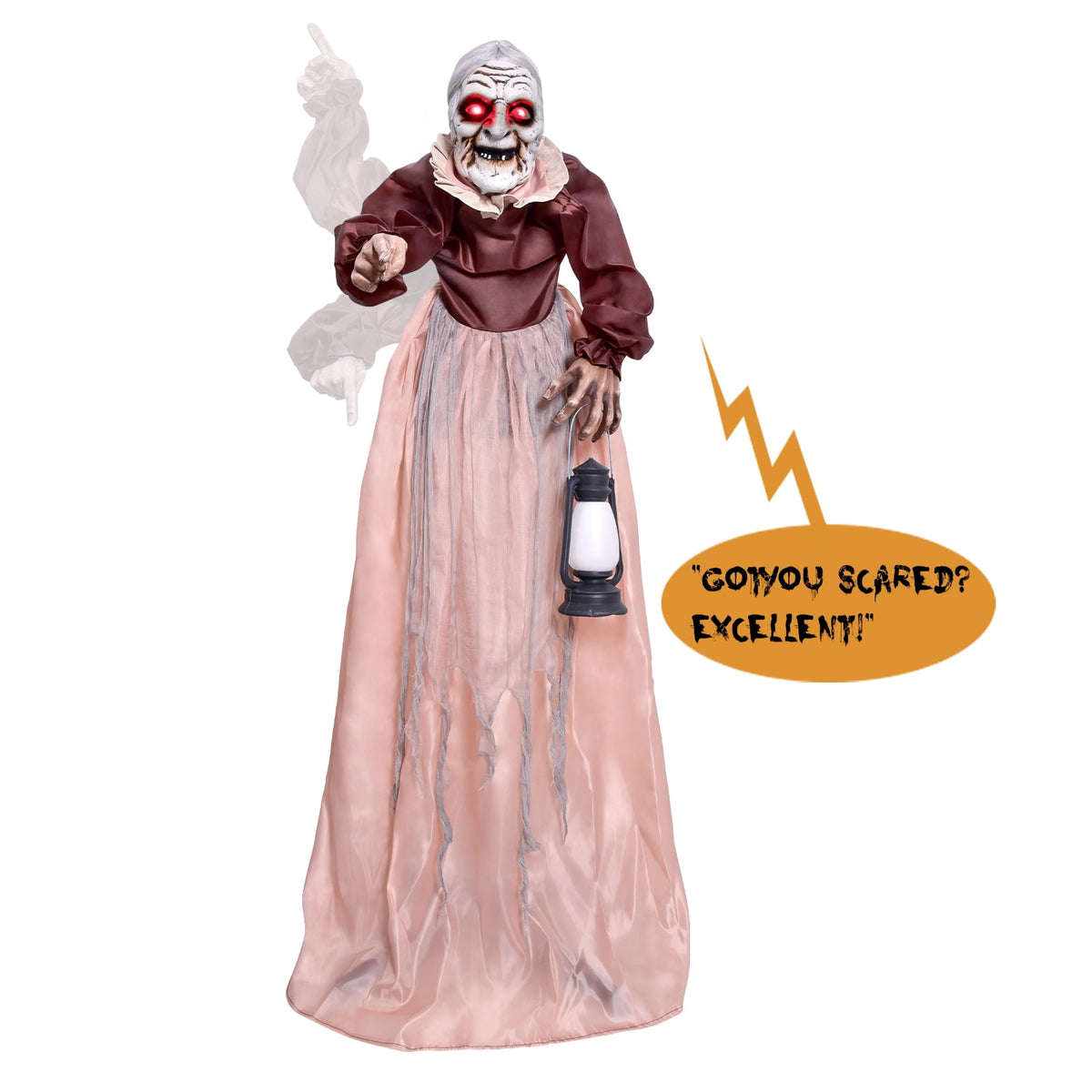 Witchwood™ 5FT Halloween Animatronics Life Size Witch Scary Prop, Motion Activated Outdoor Decoration for Haunted House Party Lawn Patio Yard Decor