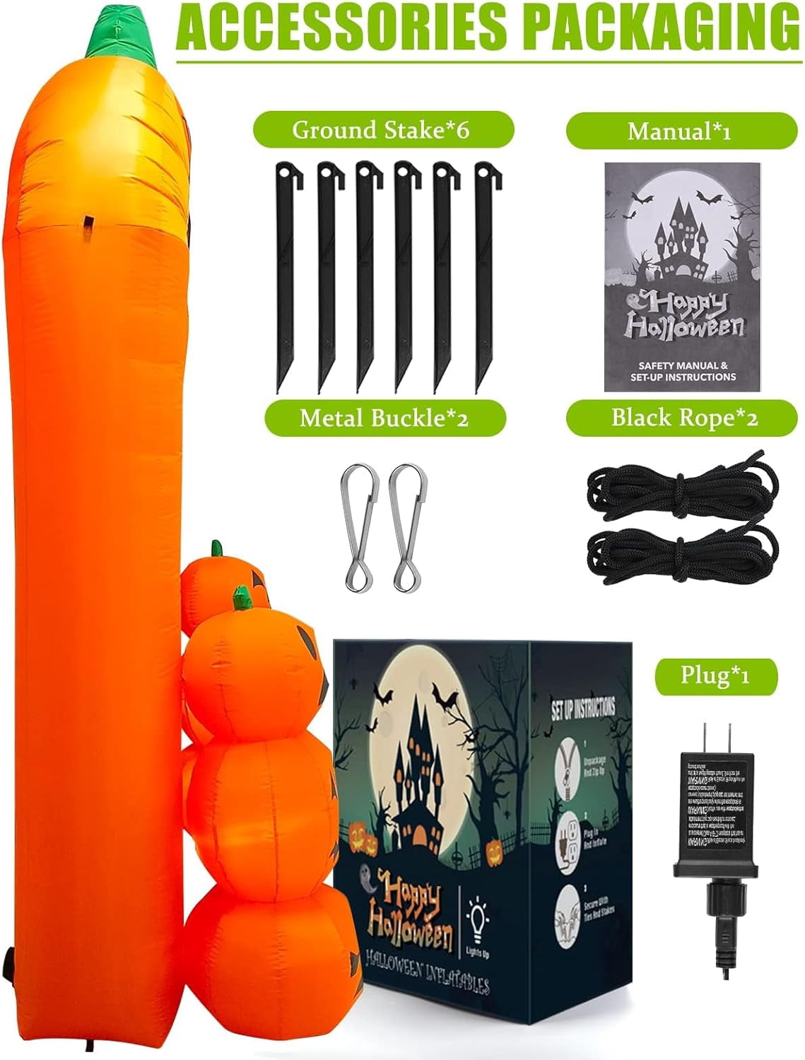 Witchwood™ 9.5ft Halloween Inflatable Pumpkin Arch with LED Lights - Outdoor/Indoor Yard Decoration for Halloween Party & Home