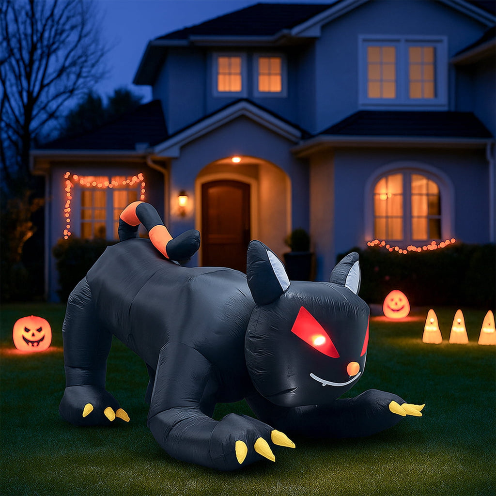Witchwood™ 6.5' Halloween Black Cat Inflatable Moving Head, Halloween Decorations Blow Up Yard Decor Built-in LEDs for Holiday Party