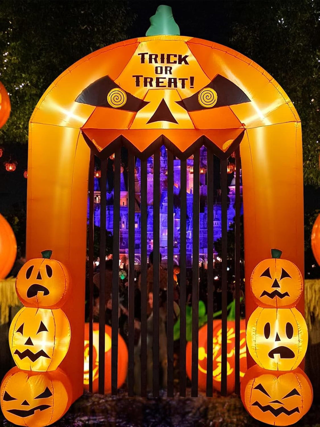 Witchwood™ 9.5ft Halloween Inflatable Pumpkin Arch with LED Lights - Outdoor/Indoor Yard Decoration for Halloween Party & Home