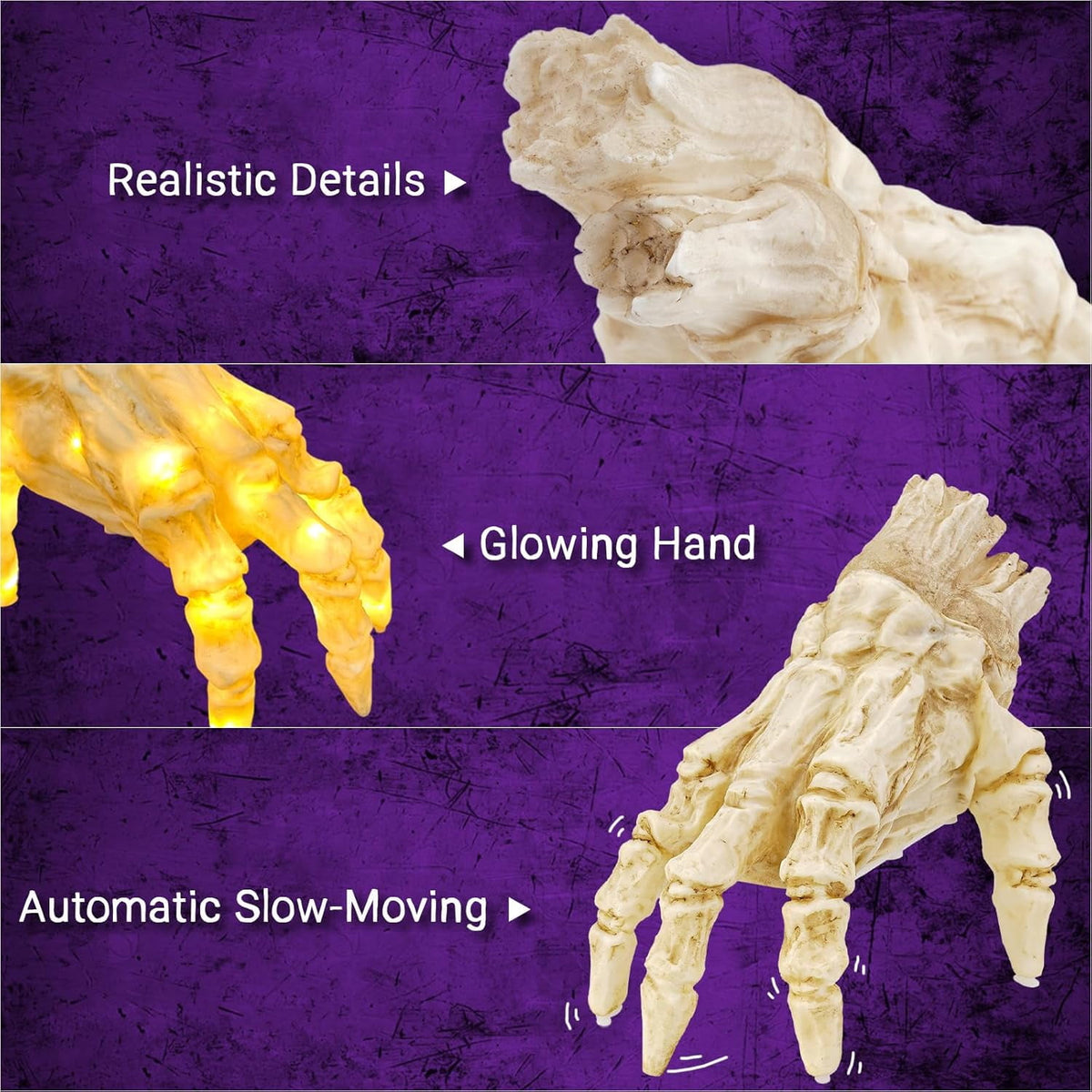 Witchwood™ Halloween Animated Decoration, Sound-Activated Crawling Zombie Hand with Spooky Sound - Realistic Haunted House Prop