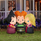 Witchwood™ ZHIYU 4.5 ft Tall Airblown Inflatable Hocus Pocus Sanderson Sisters Scene Disney Halloween Decor