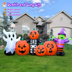 Witchwood™ 8FT Length Halloween Inflatable Witch, Ghost, with Pumpkin Outdoor Decoration for Party Garden Lawn House Holiday Decor,Built-in LED Lights & Powerful Air Blower