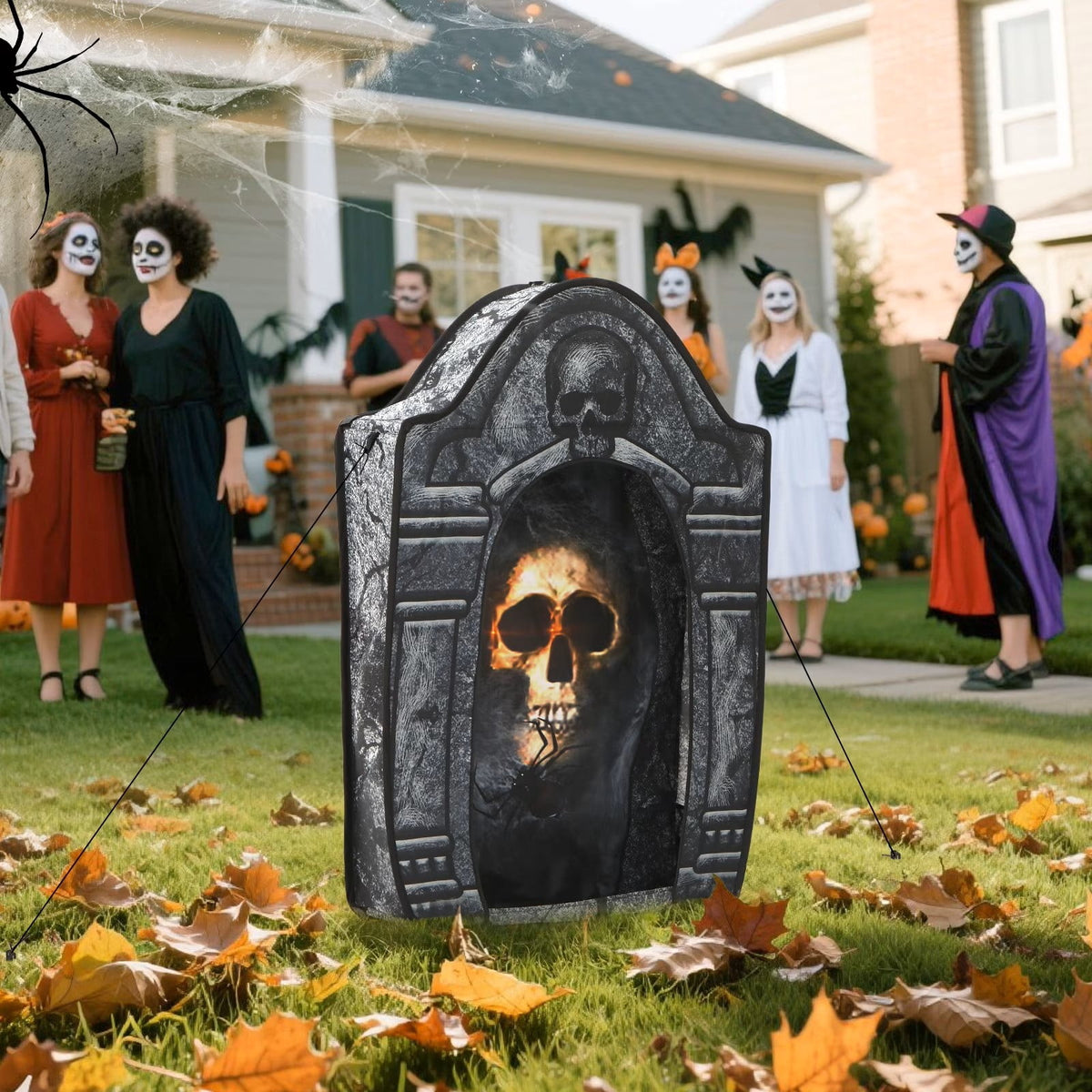 Witchwood™ Wondiair 41" Halloween Skull Tombstone with Glowing LED Eyes, Foldable Outdoor Graveyard Decoration for Yard, Lawn, Cemetery & Haunted House
