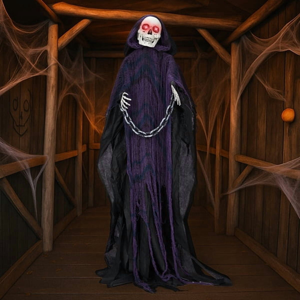 Witchwood™ 6ft Life-Size Halloween Animatronic Grim Reaper - Sound-Activated, 1-Minute Assembly for Yard/Haunted House/Party