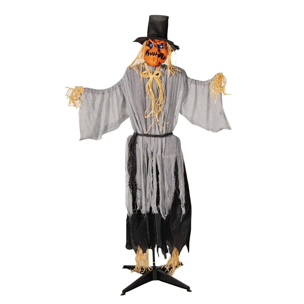 Witchwood™ 5 Ft. 8" Animated Head Turning Pumpkin Scarecrow Halloween Decoration