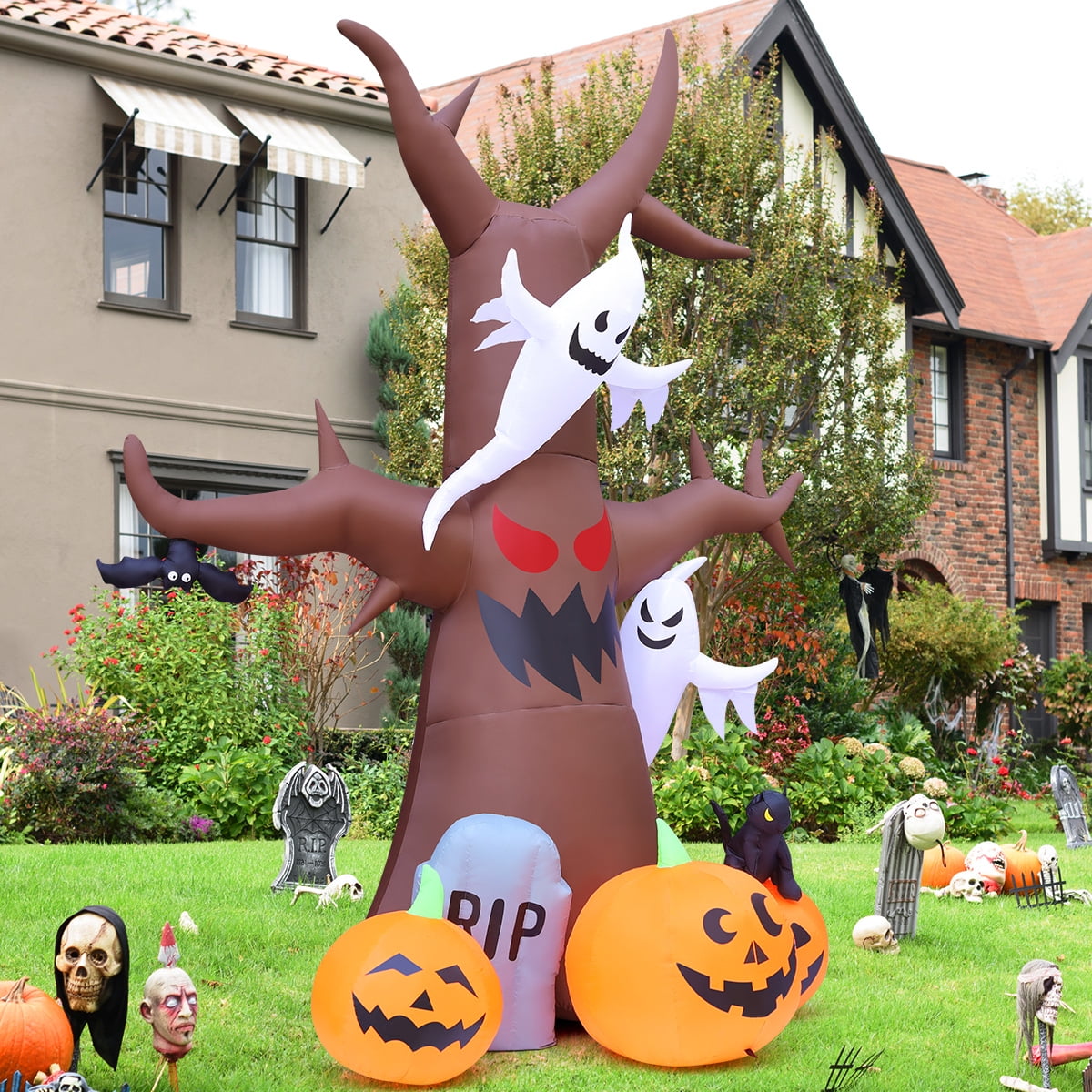 Witchwood™ Halloween Inflatable 11.8 FT Inflatable Halloween Tree, Halloween Inflatable Tree Scary Halloween Blow Up Tree with LED Lights, Outdoor Halloween Decorations Clearance for Halloween/Holiday
