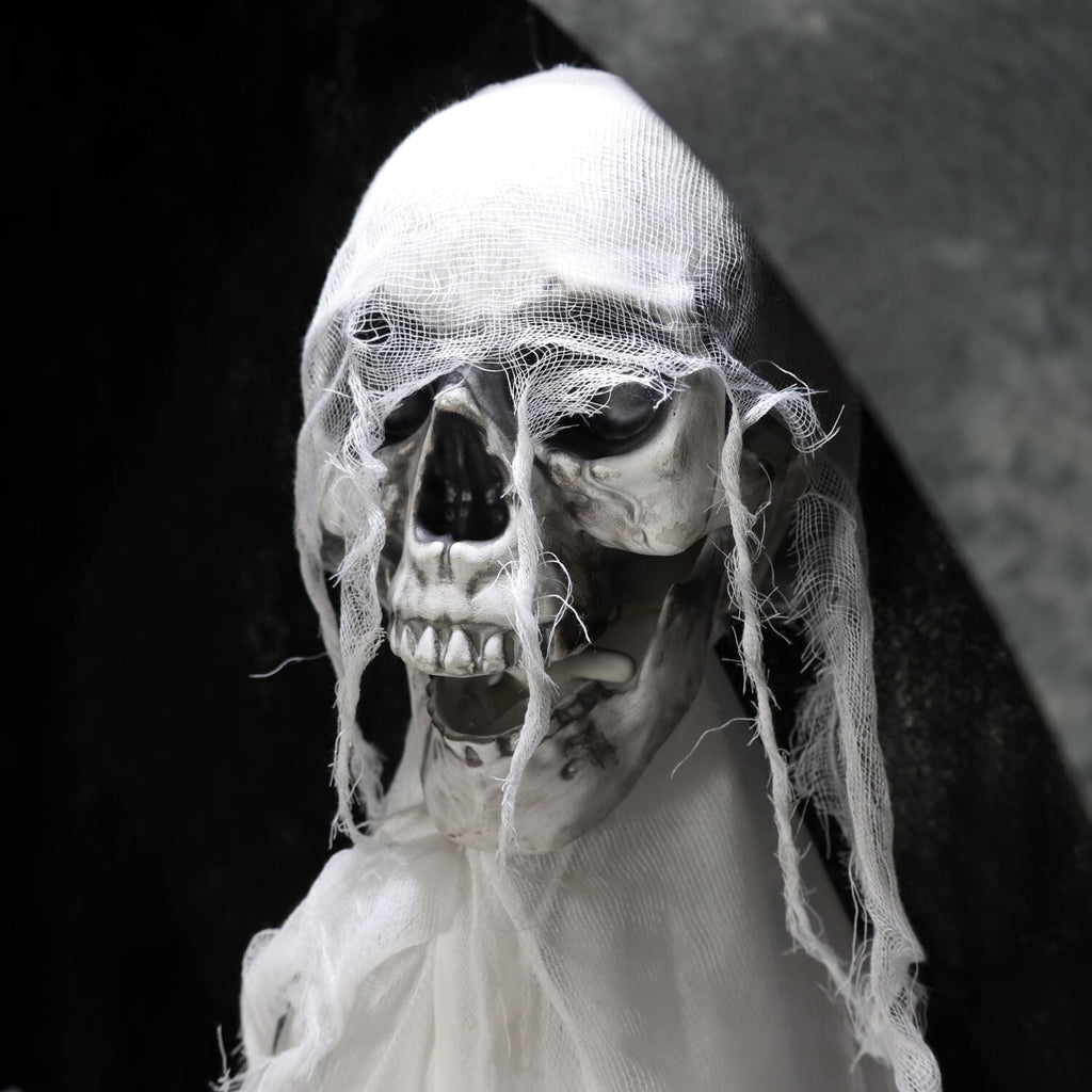 Witchwood™ 6.7 ft. Motion-Triggered Mausoleum Halloween Animatronic by Tekky, HHMAUSOLEUM-1FLSA