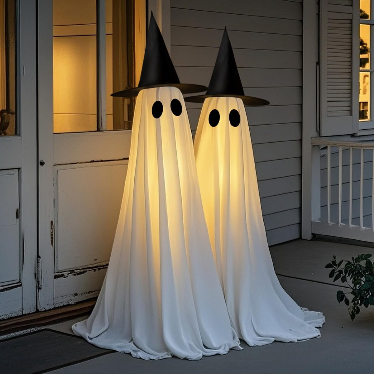 Witchwood™ Halloween Decorations Outdoor Indoor Halloween Party Decorations Indoor,Spooky Ghost Decor with String Lights,Halloween Ghost Lights for Porches Yards Gardens Lawn 2 Pack