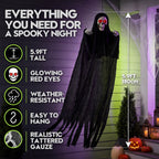 Witchwood™ Halloween Grim Reaper 6ft Hanging Ghost Skeleton Decorations, Spooky Halloween Decor for Yard Haunted House Party Outdoor